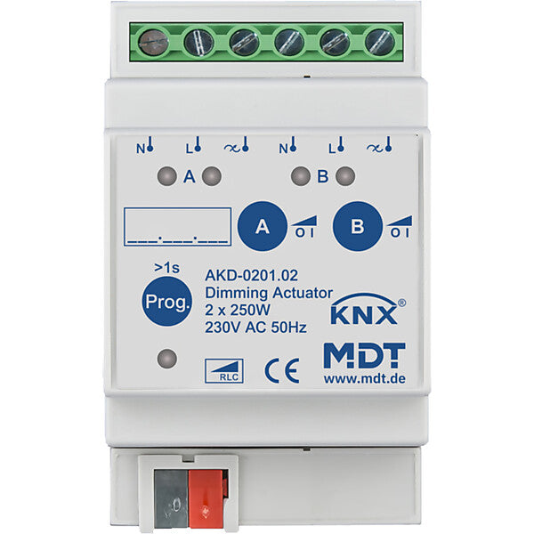 MDT technologies Dimmaktor 2-fach 3TE REG 250W, 230VAC AKD-0201.02